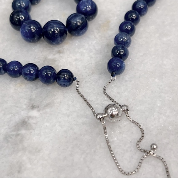 RARE HIMALAYAN Kyanite Beaded Sterling Silver Necklace - Picture 11 of 13